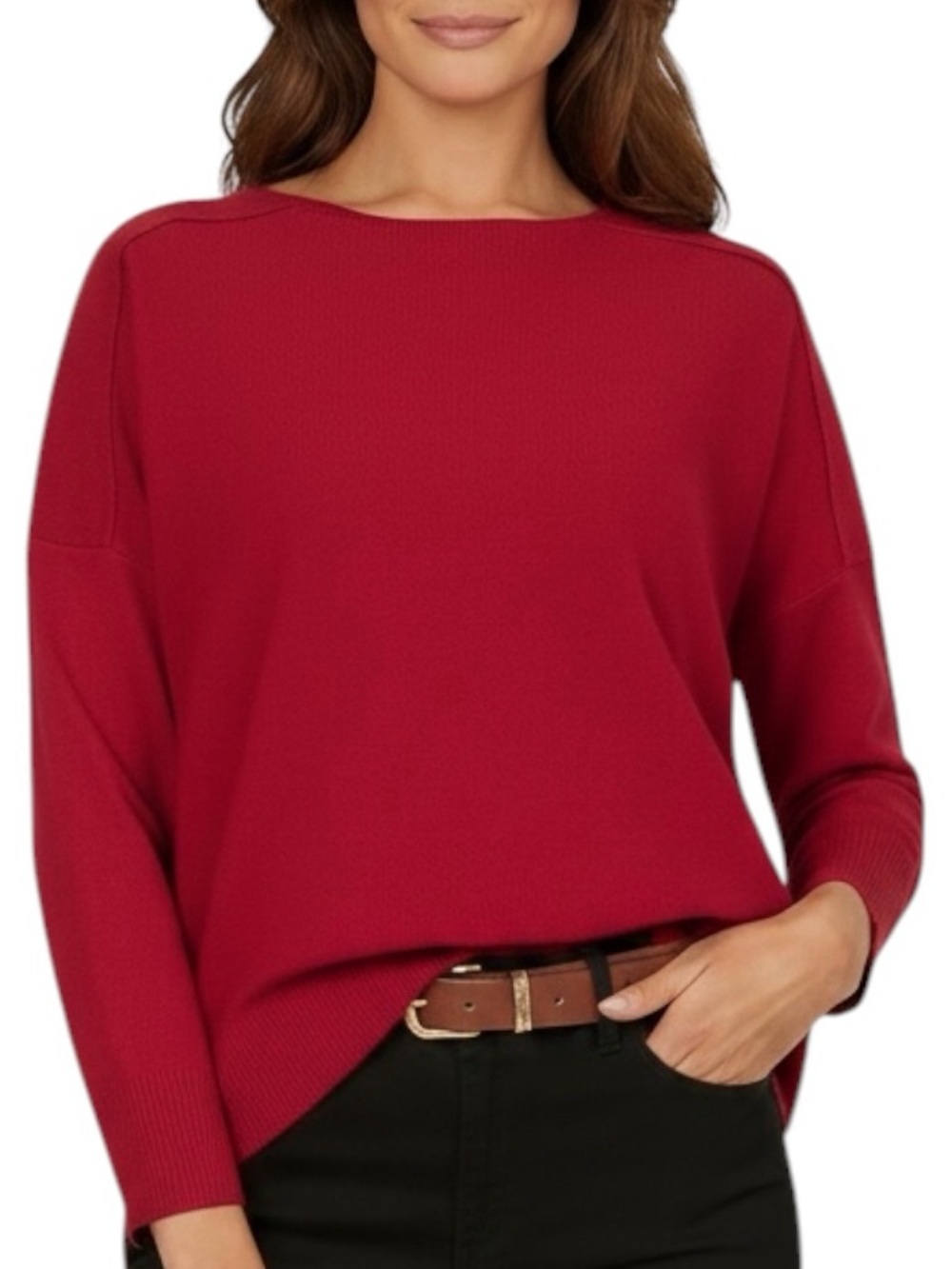 NWT ADRIANNA PAPELL Long Sleeve Drop Shoulder High Low Hem Sweater Size X-Large